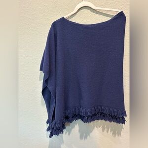 Lilly Pulitzer Navy Blue 100% Cashmere Poncho Shawl